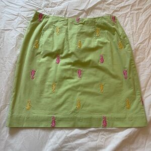 Lilly Pulitzer Green Skirt with Seahorse Embroidery